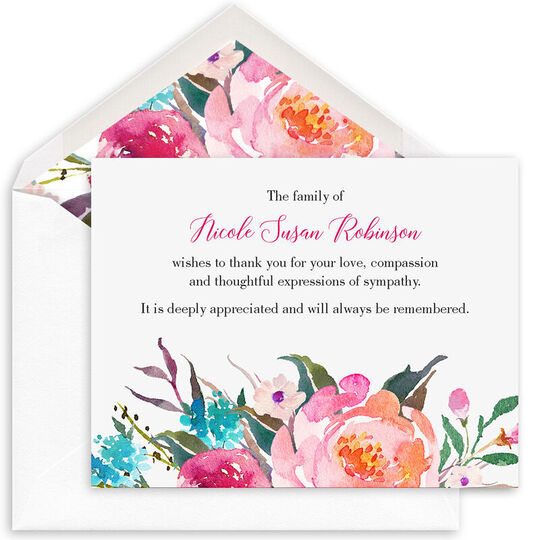 Watercolor Peonies Folded Sympathy Cards